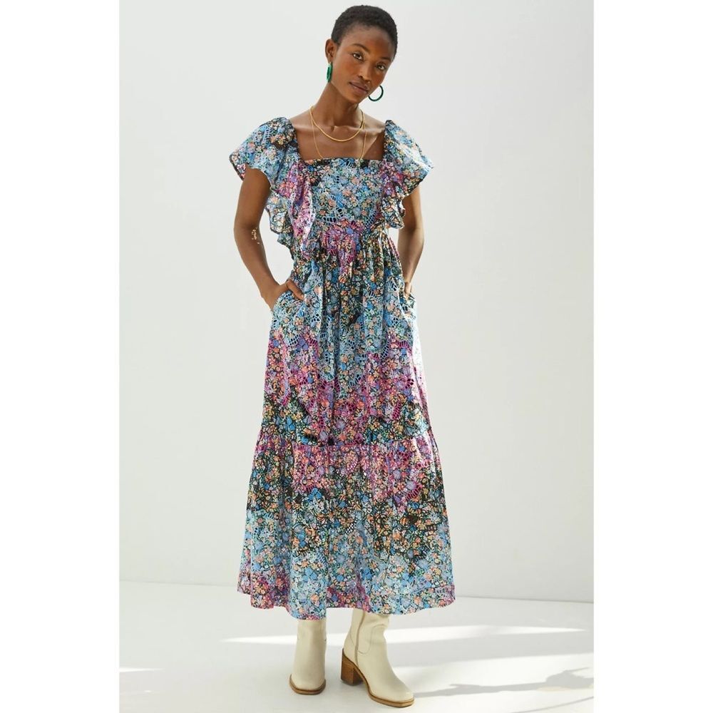 Anthropologie Clementina Eyelet Maxi Dress